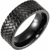 Black Titanium Tire Tread Men's Wedding Band